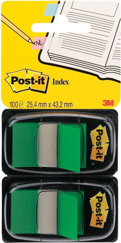 Post-it® Index Standard Duo Pack, grün, 25,4 x 43,2 mm, 50 Tabs Spender