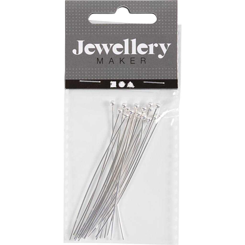 Creativ Company Kopfnadel, L: 60 mm, versilbert, 20 Stück 1 Box