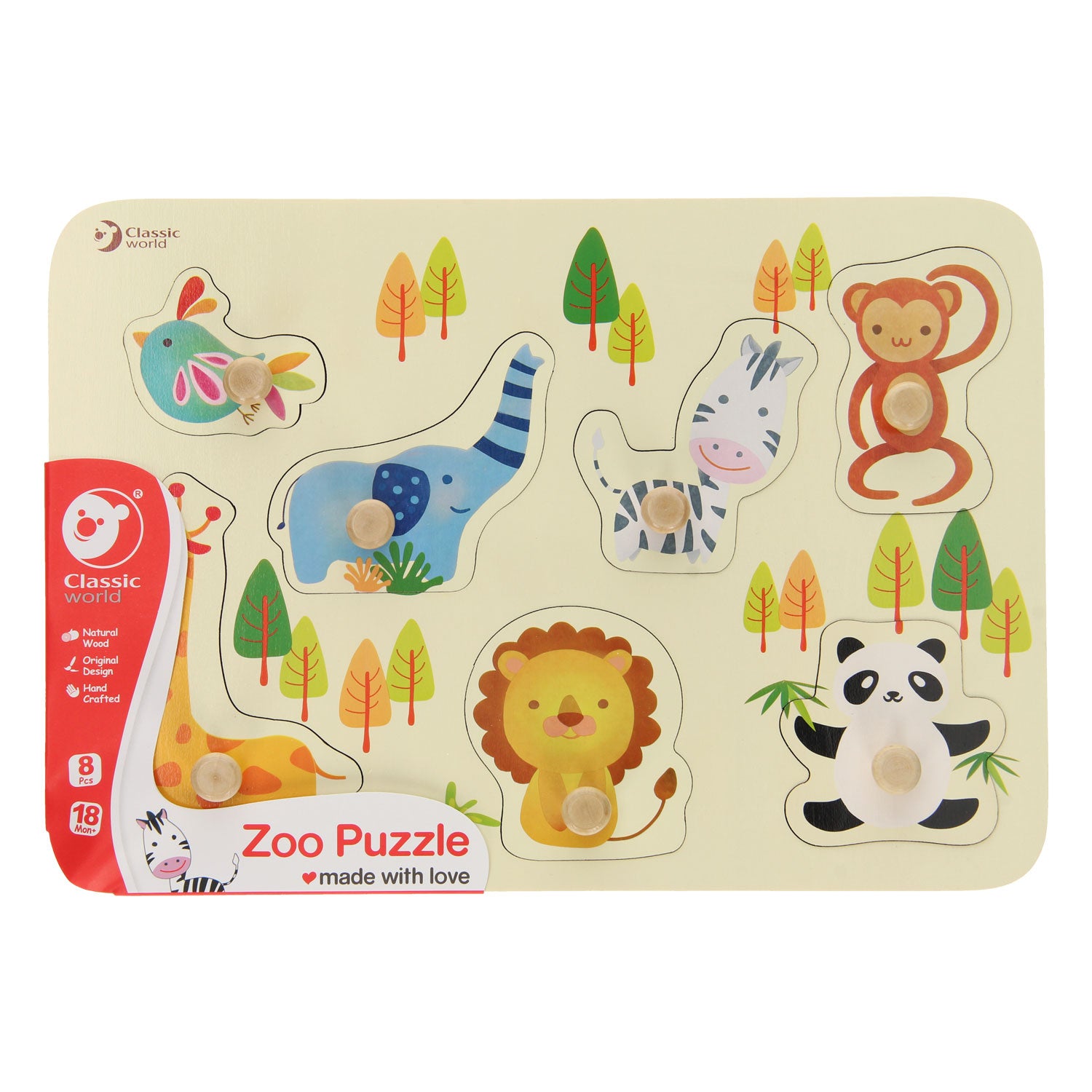 Klassische Welt Welt Holz Nick Puzzle Wildtiere, 7st.