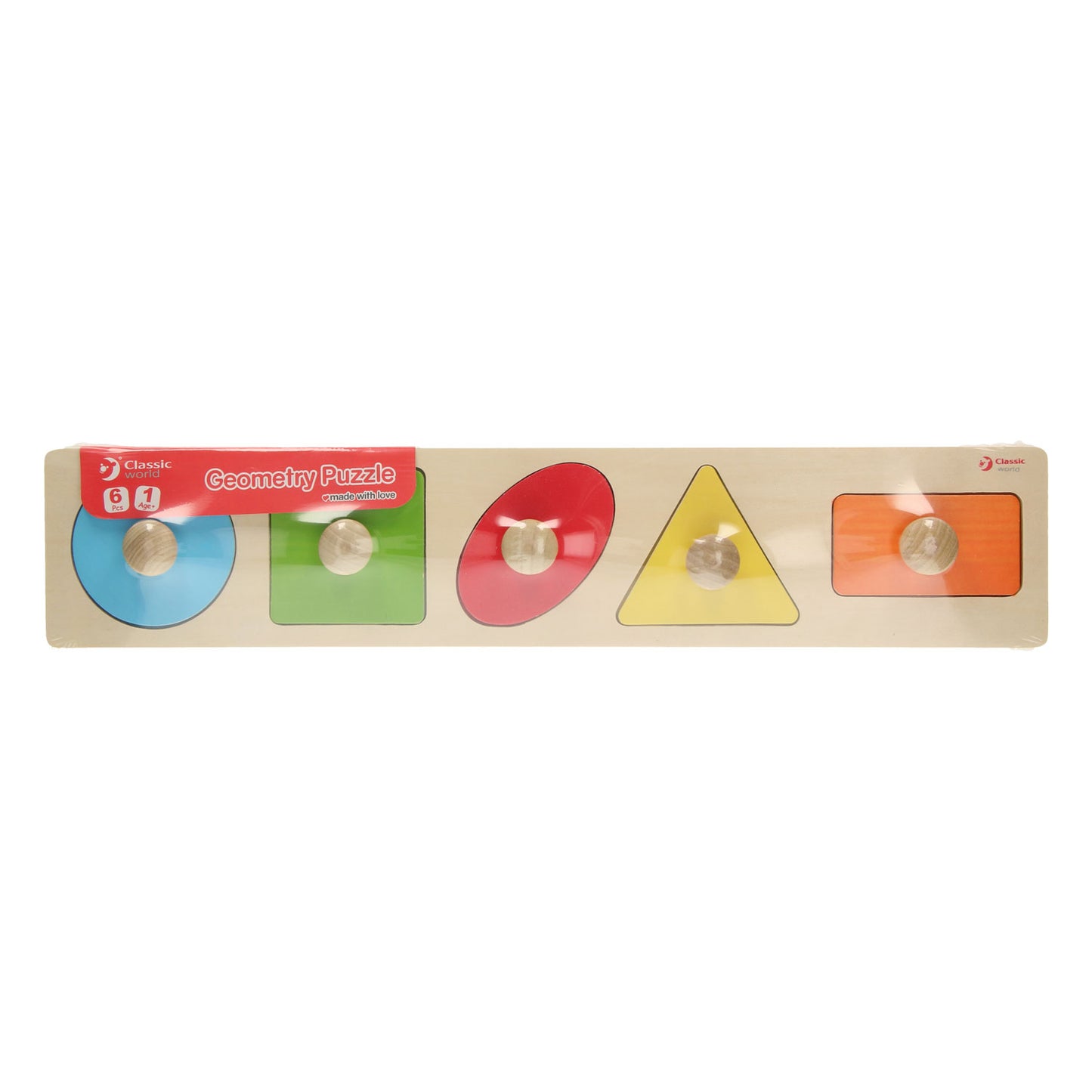 Klassische Welt der Welt Holz Noppen -Puzzle Formen, 5st.