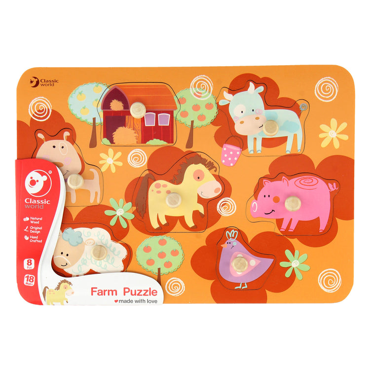 Klassische Welt der Welt Holz Noppen Puzzle Farm
