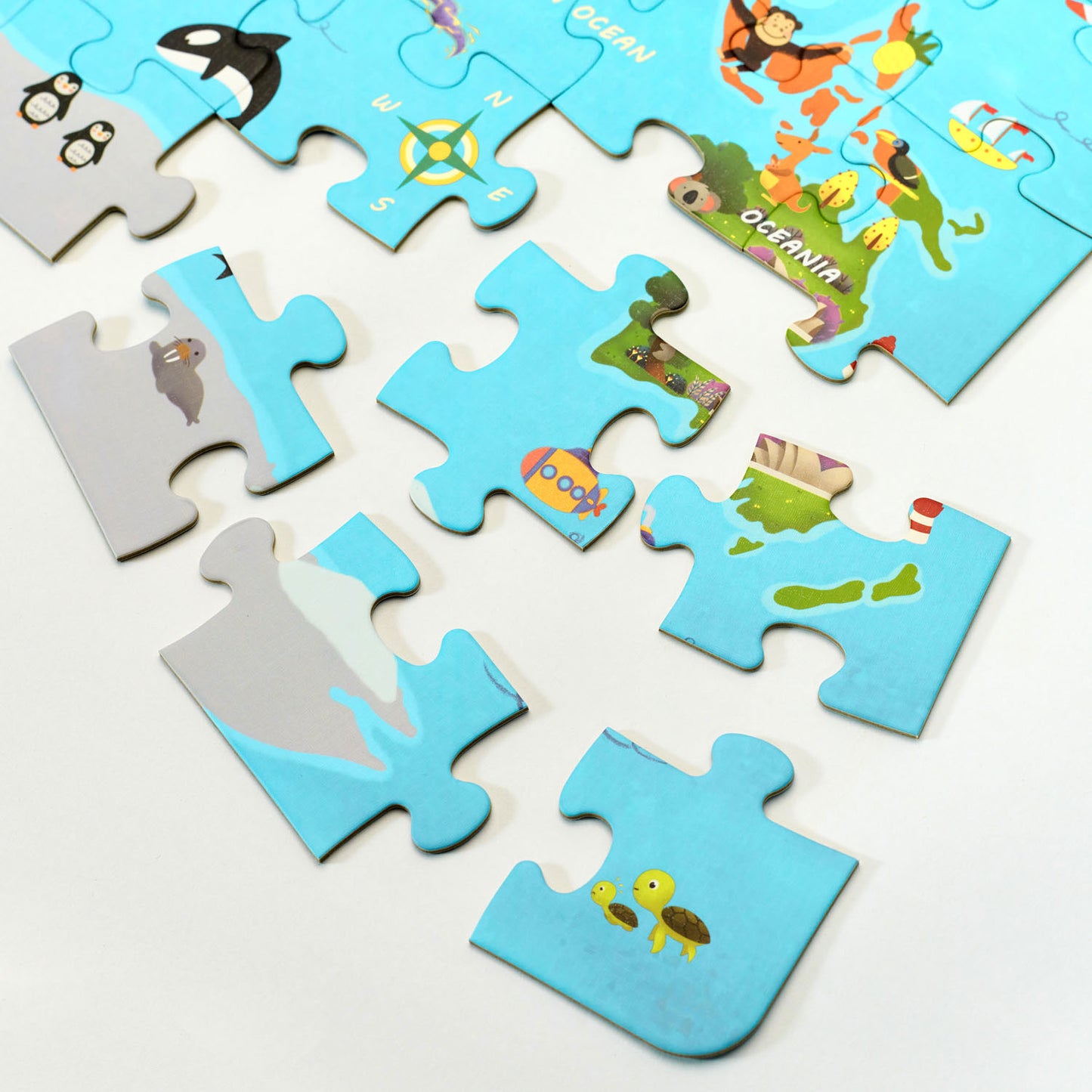 Klassisches Welt-Holzpuzzle Weltkarte, 48 Teile.