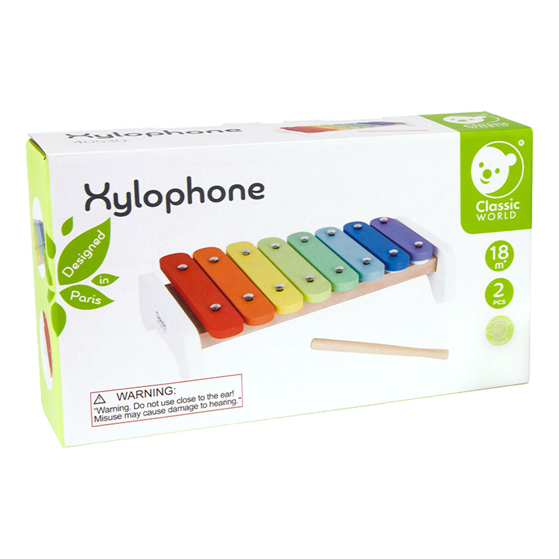 Classic World Holz-Xylophon Regenbogen, 2-tlg.