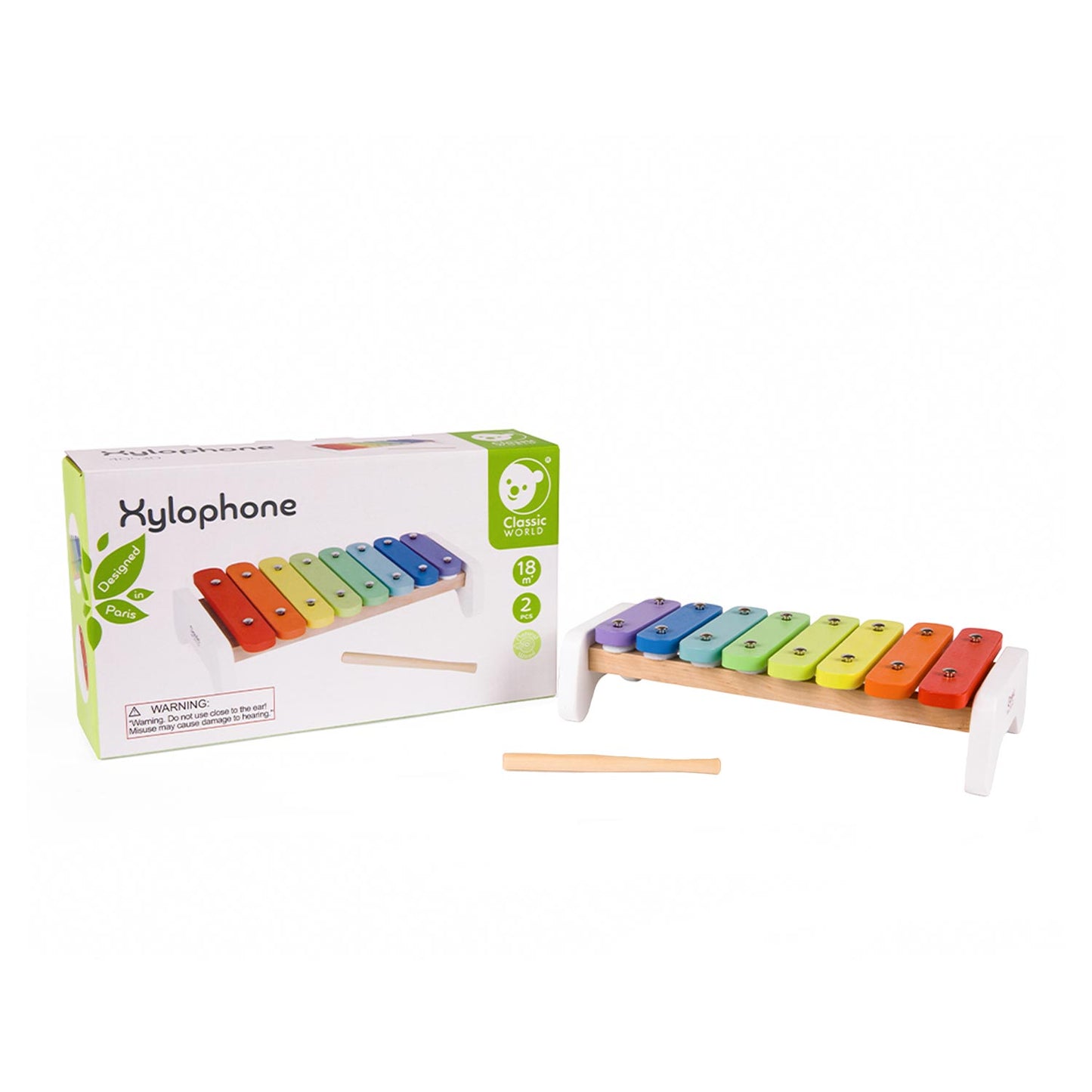 Classic World Holz-Xylophon Regenbogen, 2-tlg.