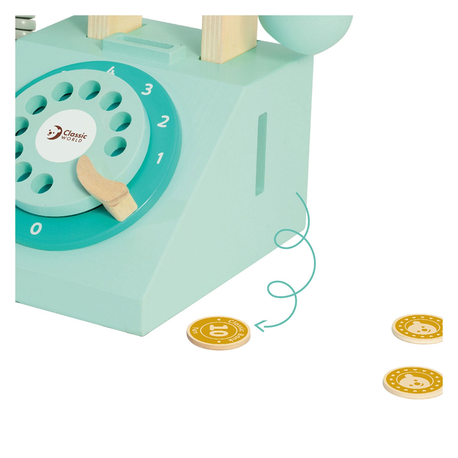 Klassische Welt der Welt Holz Retro Telefon Türkis