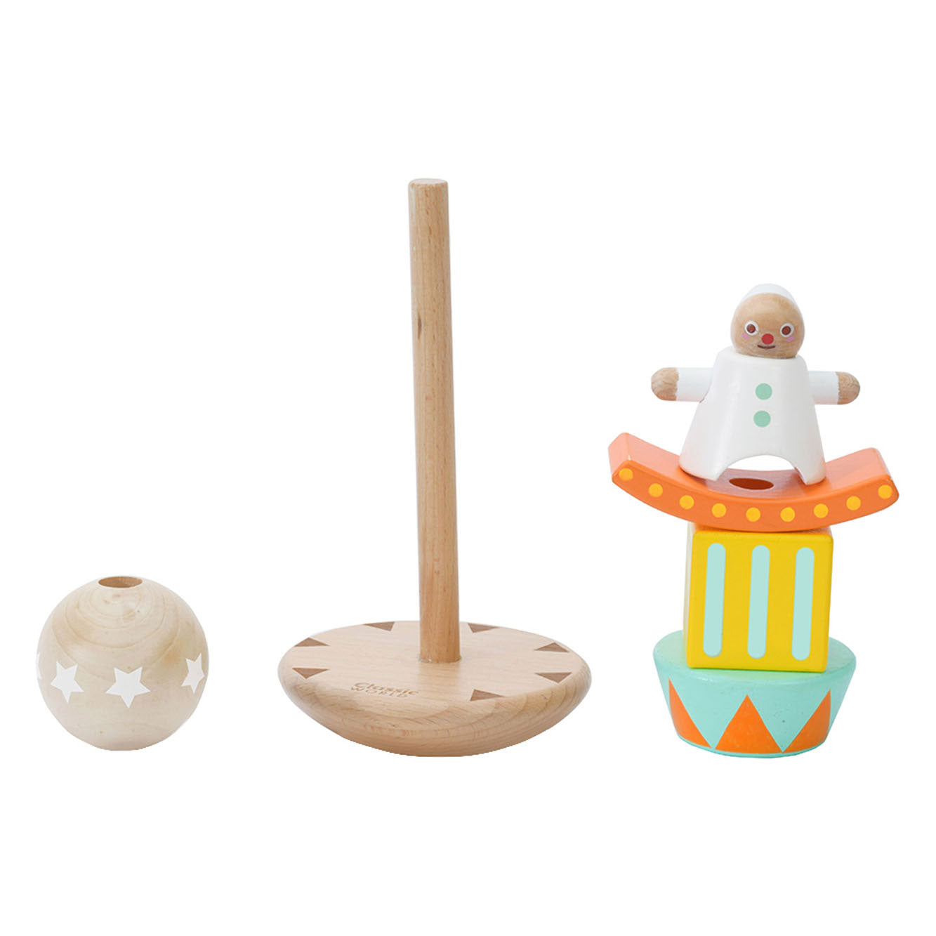 Klassischer Welt der Welt -Holzstapel und Balanspel Clown, 6dlg.
