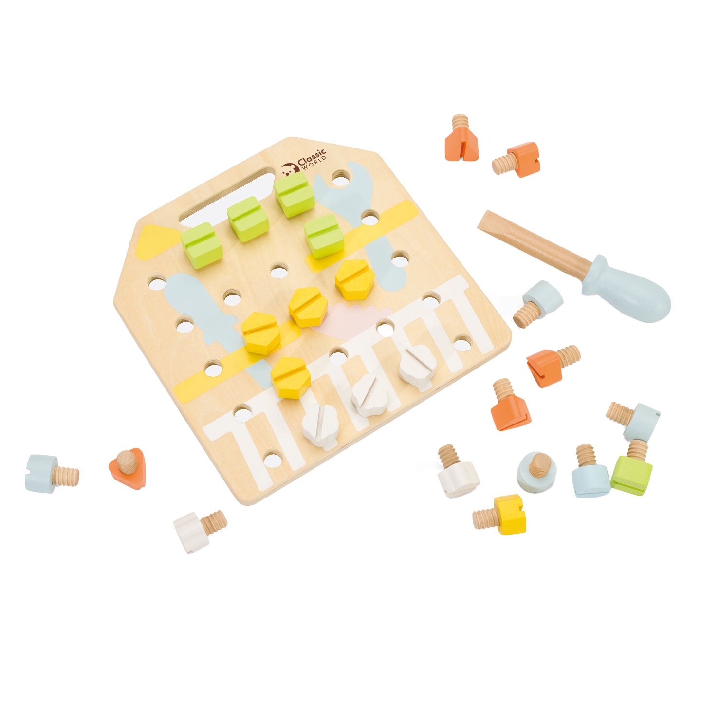 Klassiker World World Wooden Screw Board -Koordinierungsspiel, 27dlg.
