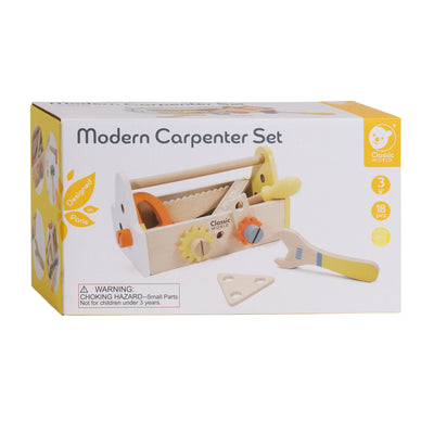 Klassiker World World Wooden Timmermanset mit Toolbox, 18dlg.