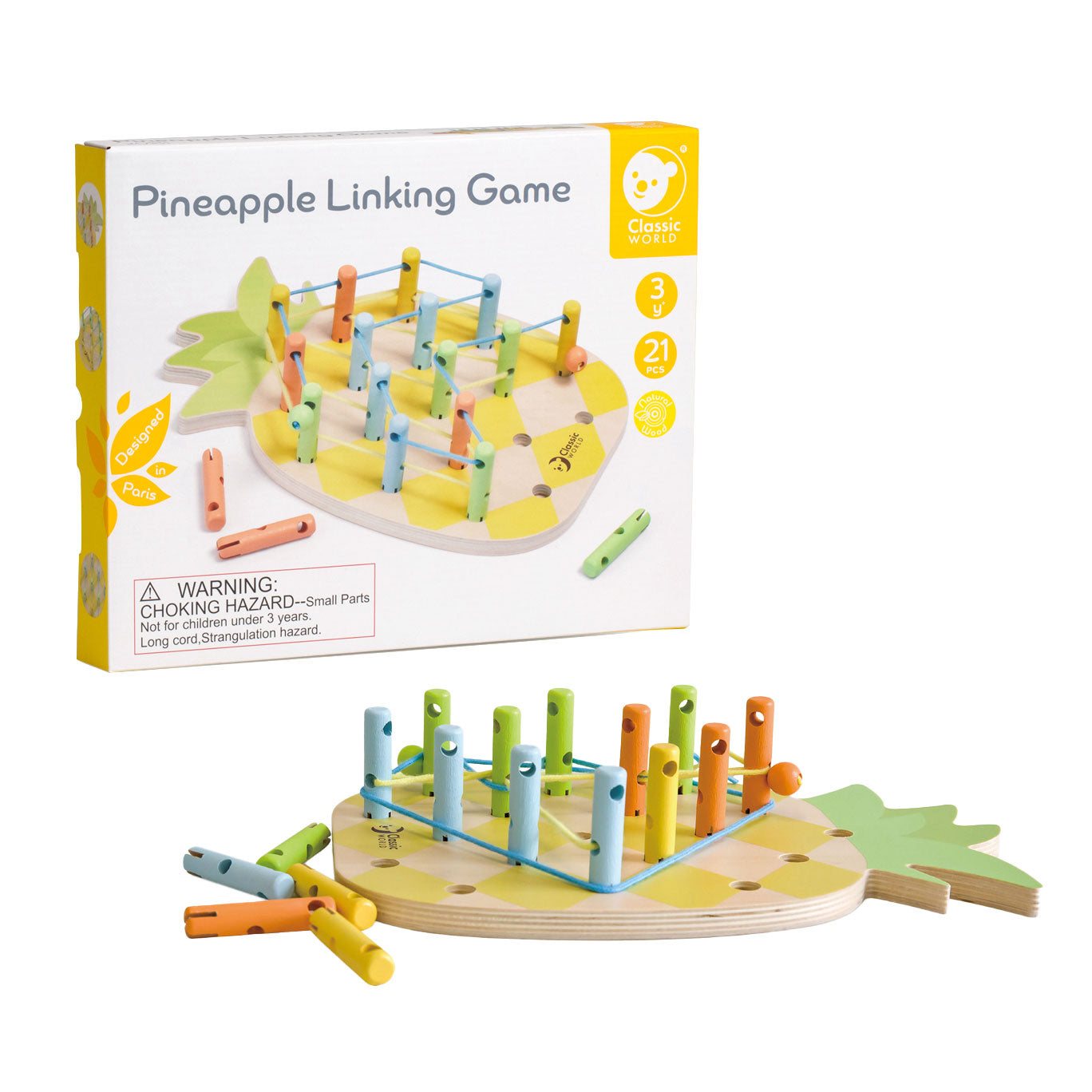 Klassiker World World Wooden Ananas Connecting Game, 21DLG.
