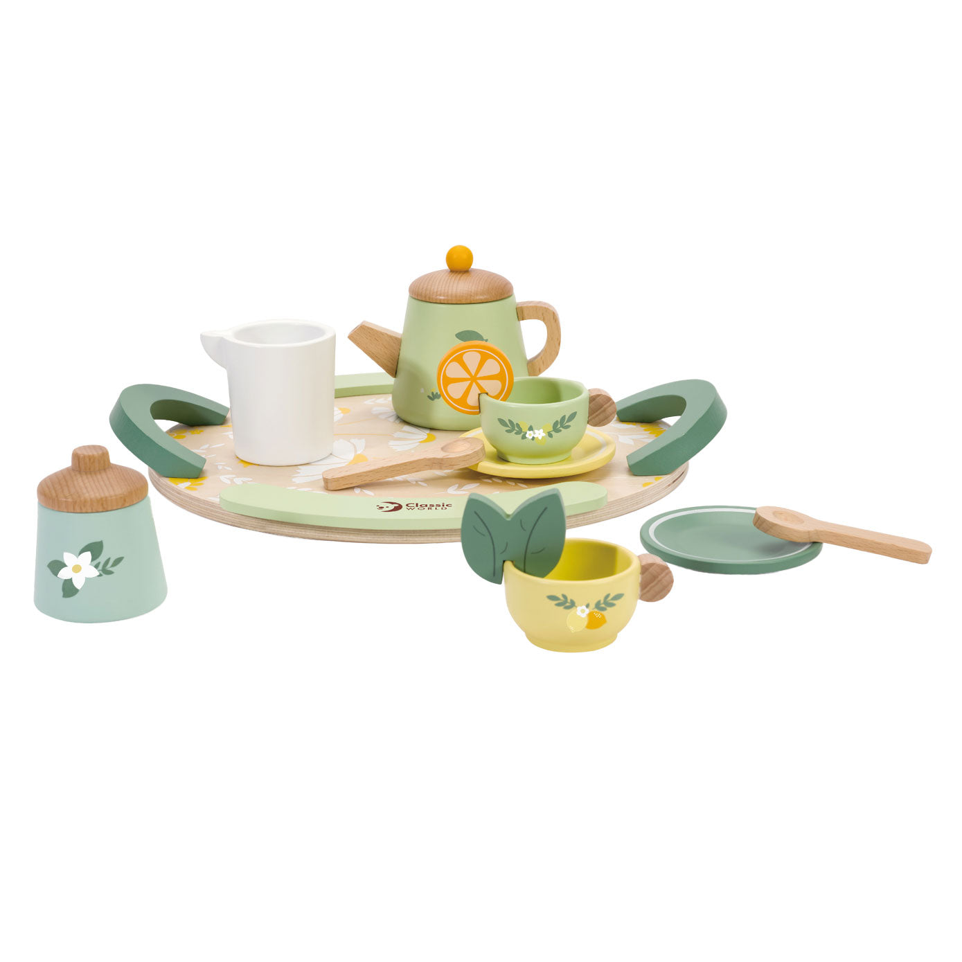 Klassiker World World Wooden Vintage Tee Set mit Tablett, 14dlg.
