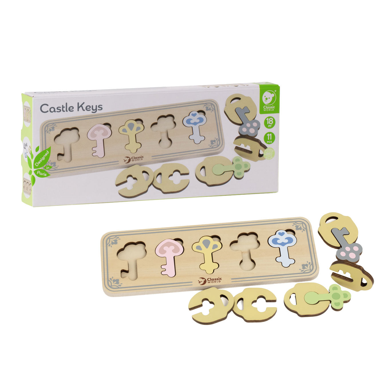 Classic World World Wooden Castle Keys and Ditches Match Game, 13dlg.