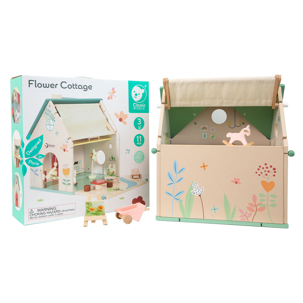 Klassiker World World Wooden Dollhouse mit Garten, 10dlg.