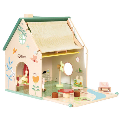 Klassiker World World Wooden Dollhouse mit Garten, 10dlg.