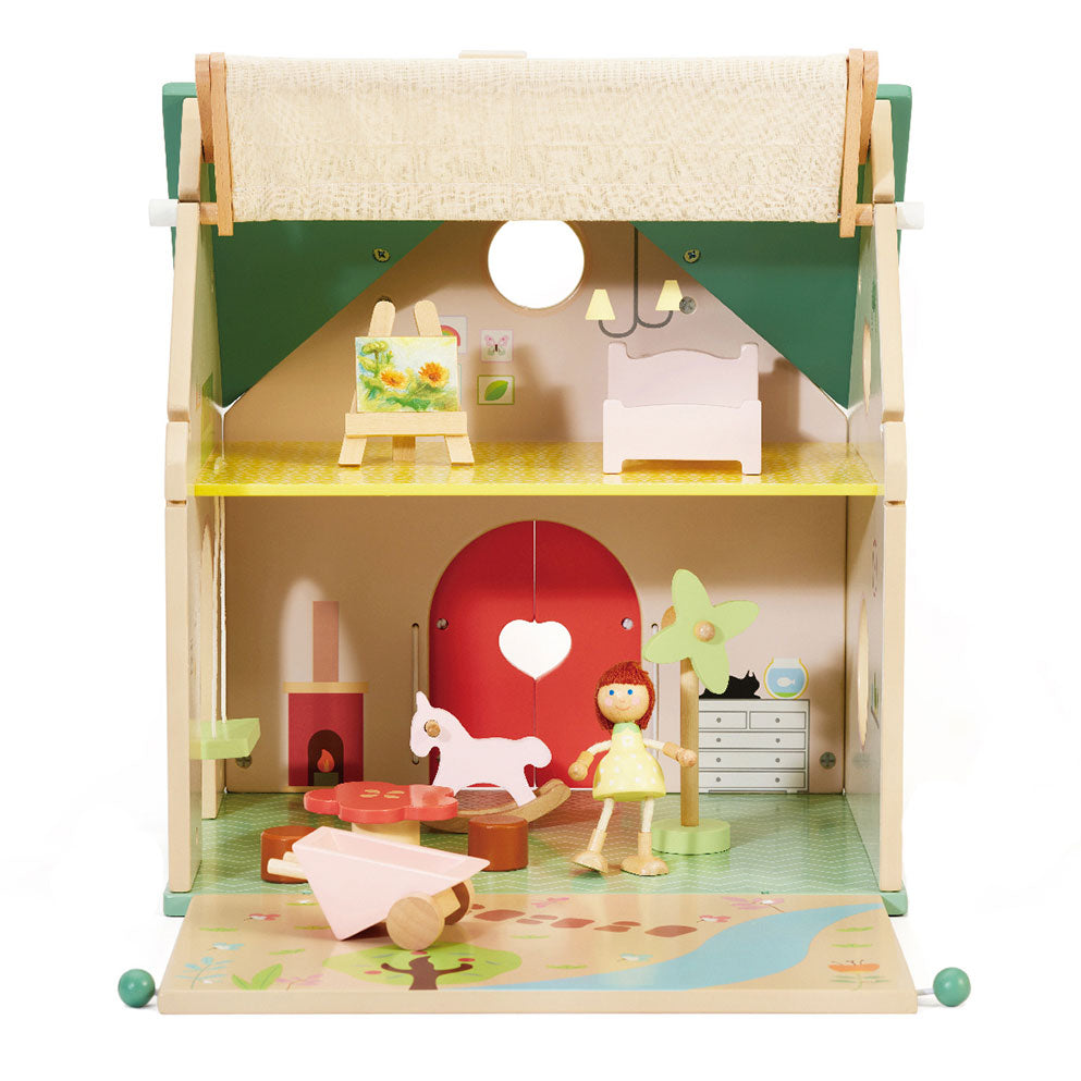 Klassiker World World Wooden Dollhouse mit Garten, 10dlg.