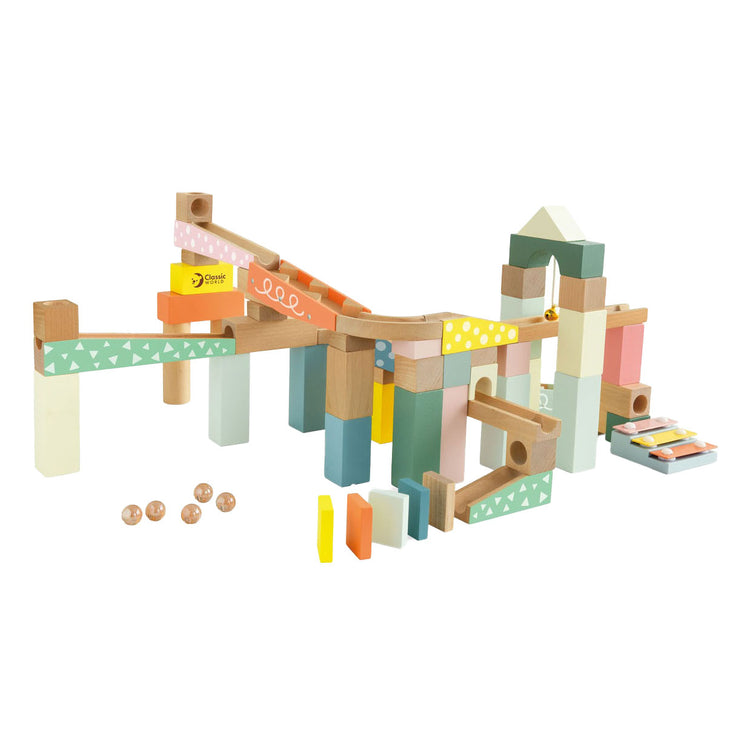 Klassische Welt der Welt Wooden Knikkerbaan Bouwset, 62dlg.