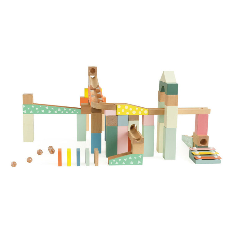 Klassische Welt der Welt Wooden Knikkerbaan Bouwset, 62dlg.