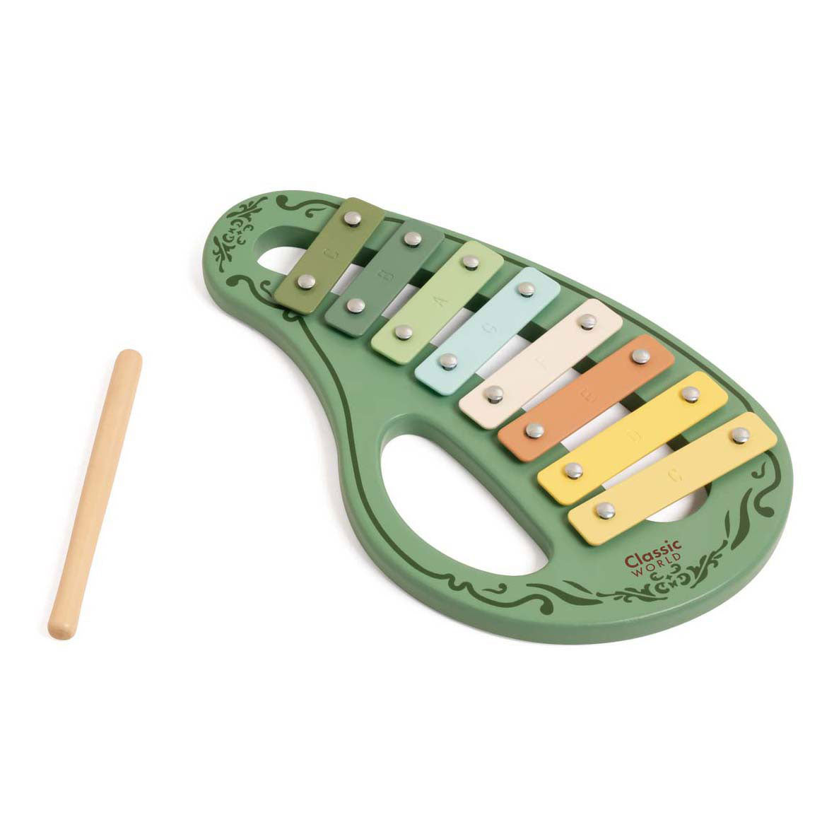Klassische Welt Holz Vintage Xylophon Green 2dlg.