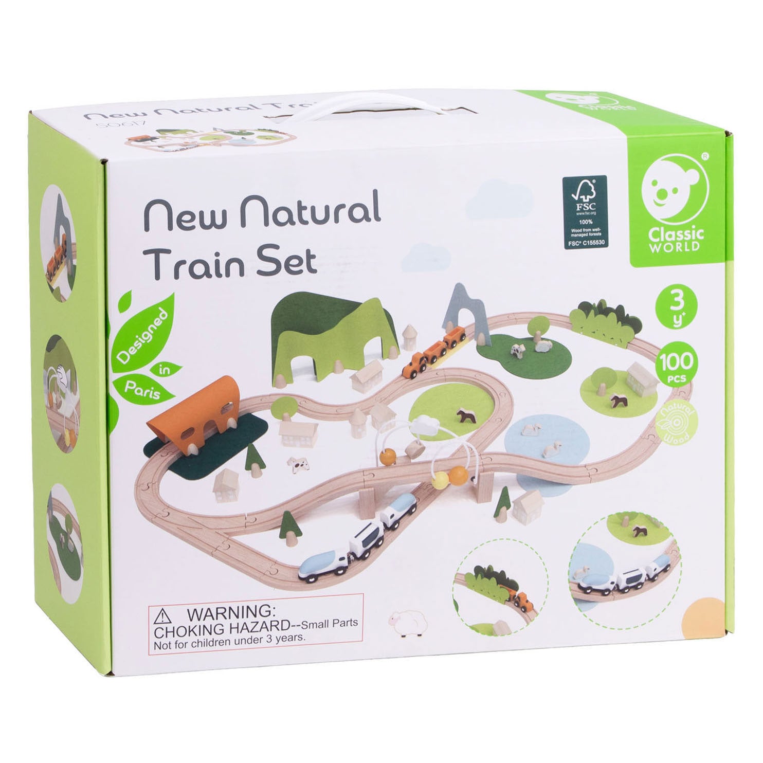 Classic World Eisenbahnset Natur - 100 Teile.