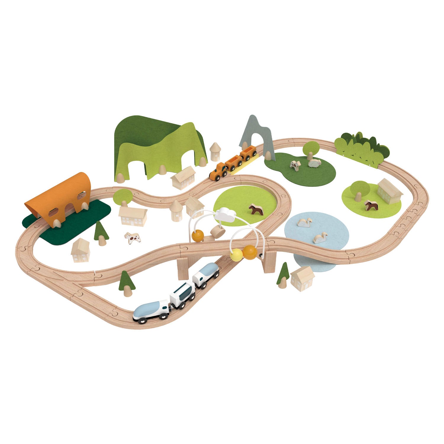 Classic World Eisenbahnset Natur - 100 Teile.
