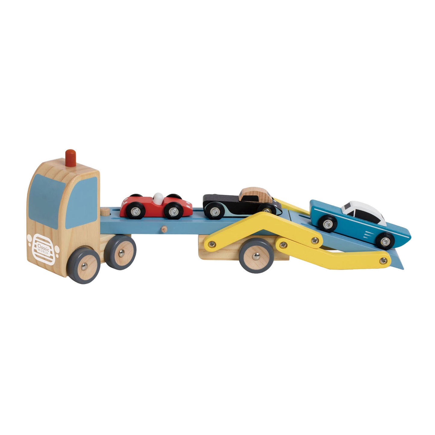 Klassiker Welt der Welt -Holztransporter mit 3 Autos