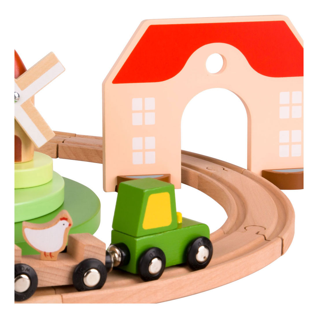 Classic World World Holz-Bauernhof-Eisenbahn-Spielset, 28-teilig.