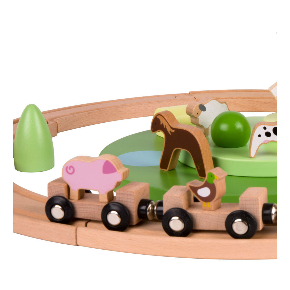 Classic World World Holz-Bauernhof-Eisenbahn-Spielset, 28-teilig.