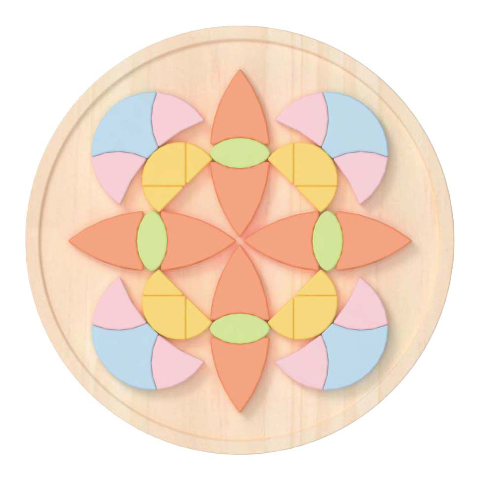 Klassisches Welt-Mandala-Puzzle aus Holz mit Blume