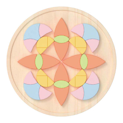 Klassisches Welt-Mandala-Puzzle aus Holz mit Blume