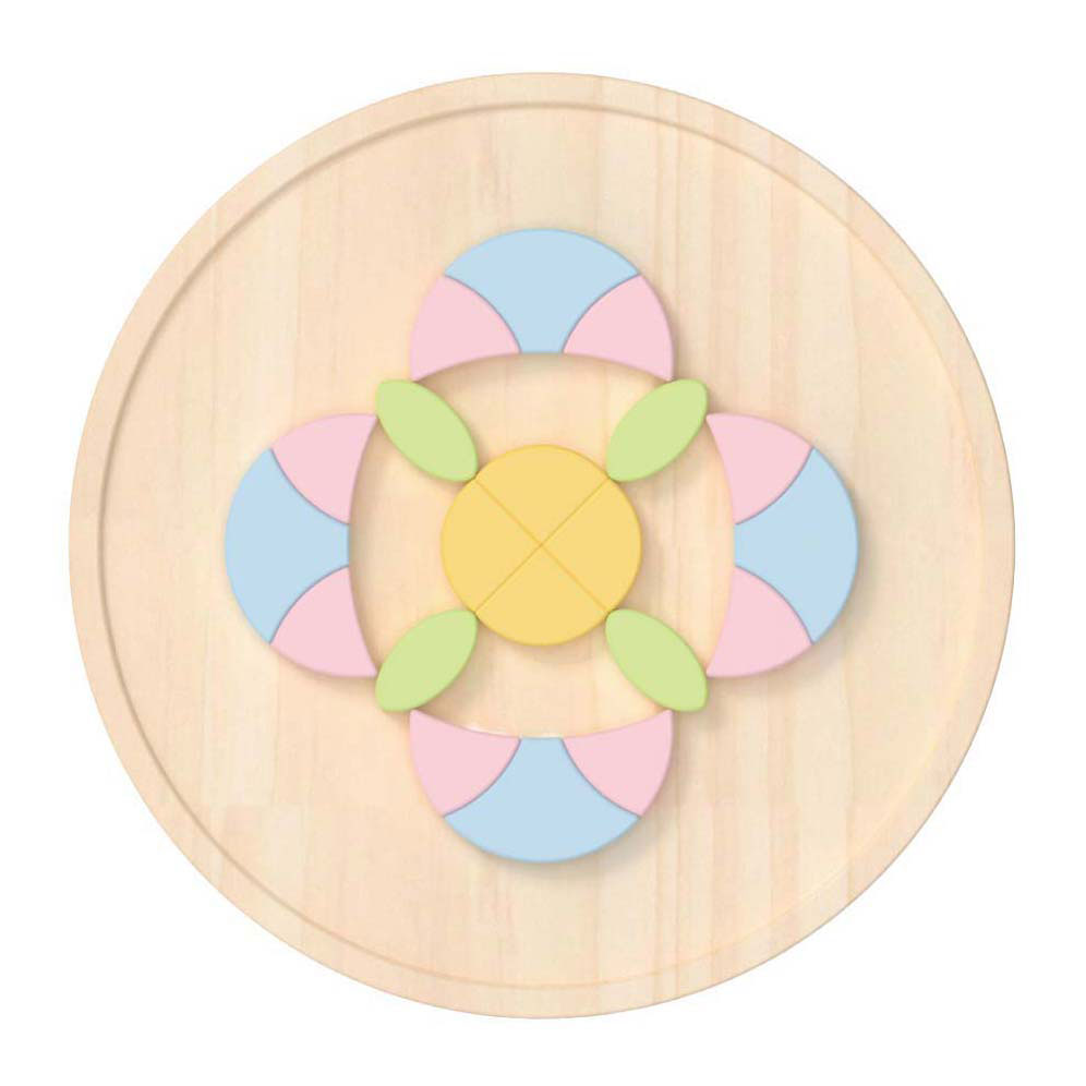 Klassisches Welt-Mandala-Puzzle aus Holz mit Blume