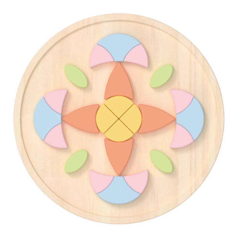 Klassisches Welt-Mandala-Puzzle aus Holz mit Blume