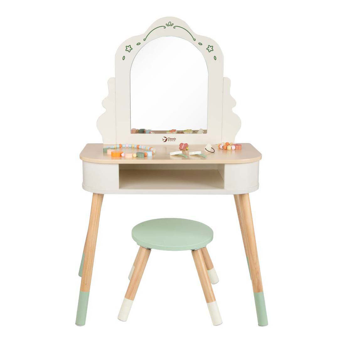 Classic World Schminktisch aus Holz mit Hocker – inklusive Zubehör