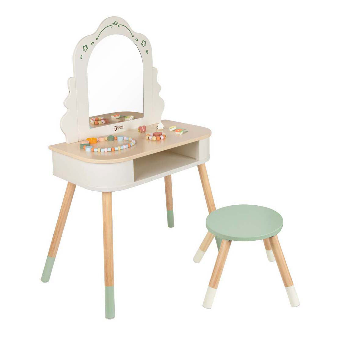Classic World Schminktisch aus Holz mit Hocker – inklusive Zubehör