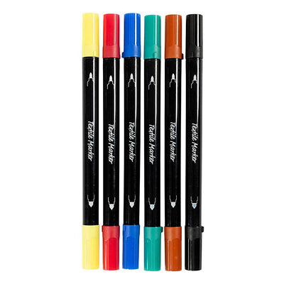 Creativ Company Textilmarker, Strichstärke 2,3 + 3,6, Standardfarben, 6 Stück 1 Box