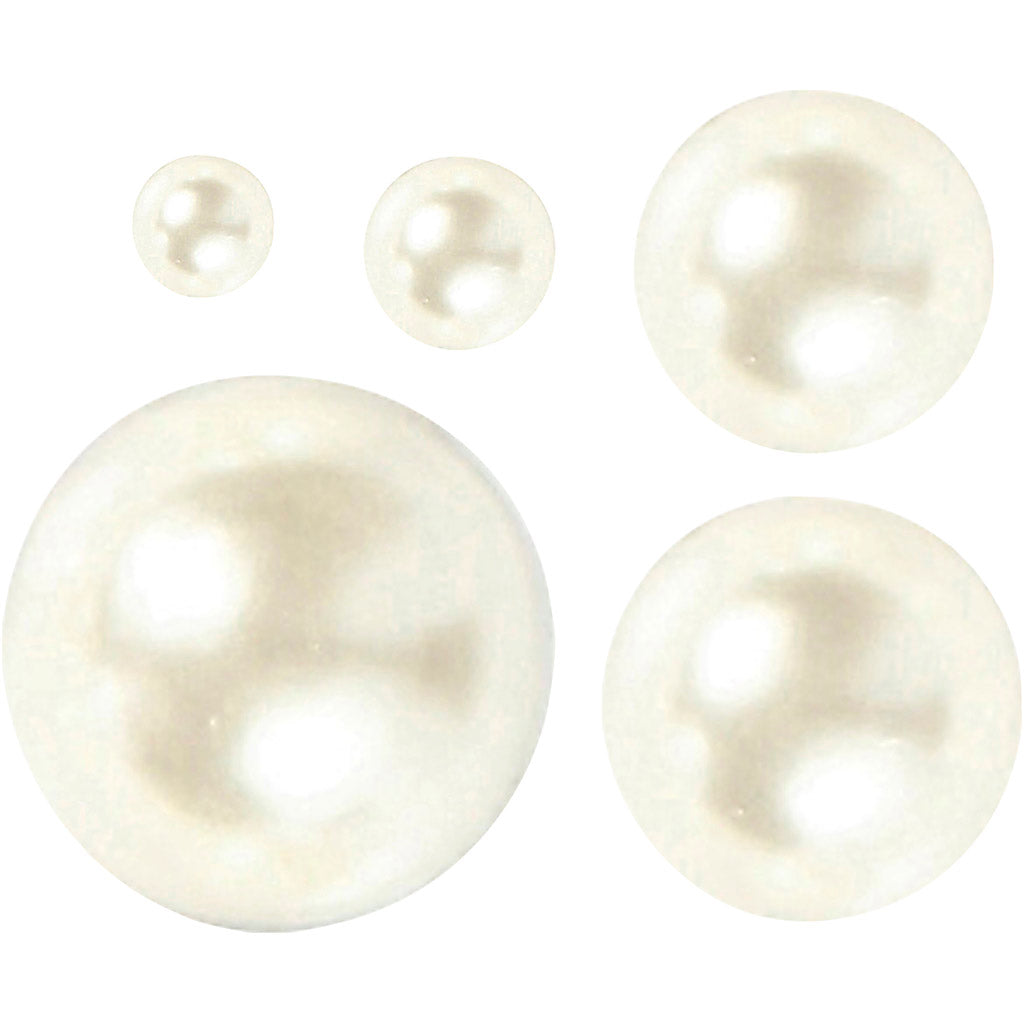 Halbpaste Perlen weiß 2-8 mm, 140.