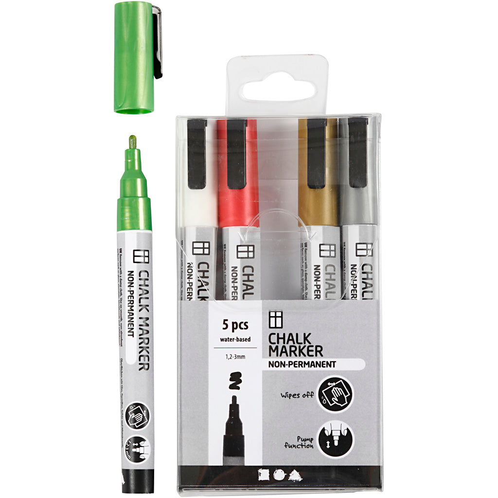 Kreativfirma Krijt Marker Metallic Colors, 5st.
