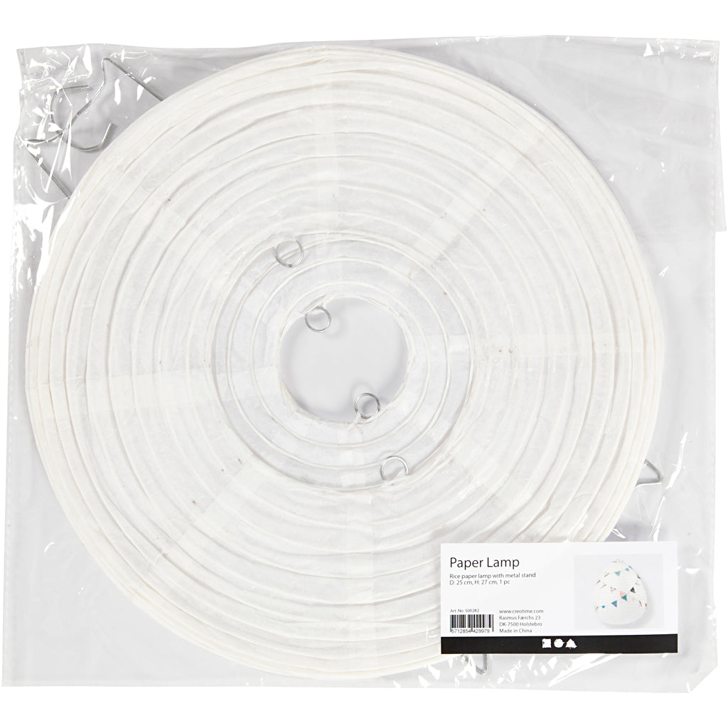 Reispapierlampe weißer Tropfen, 27 cm