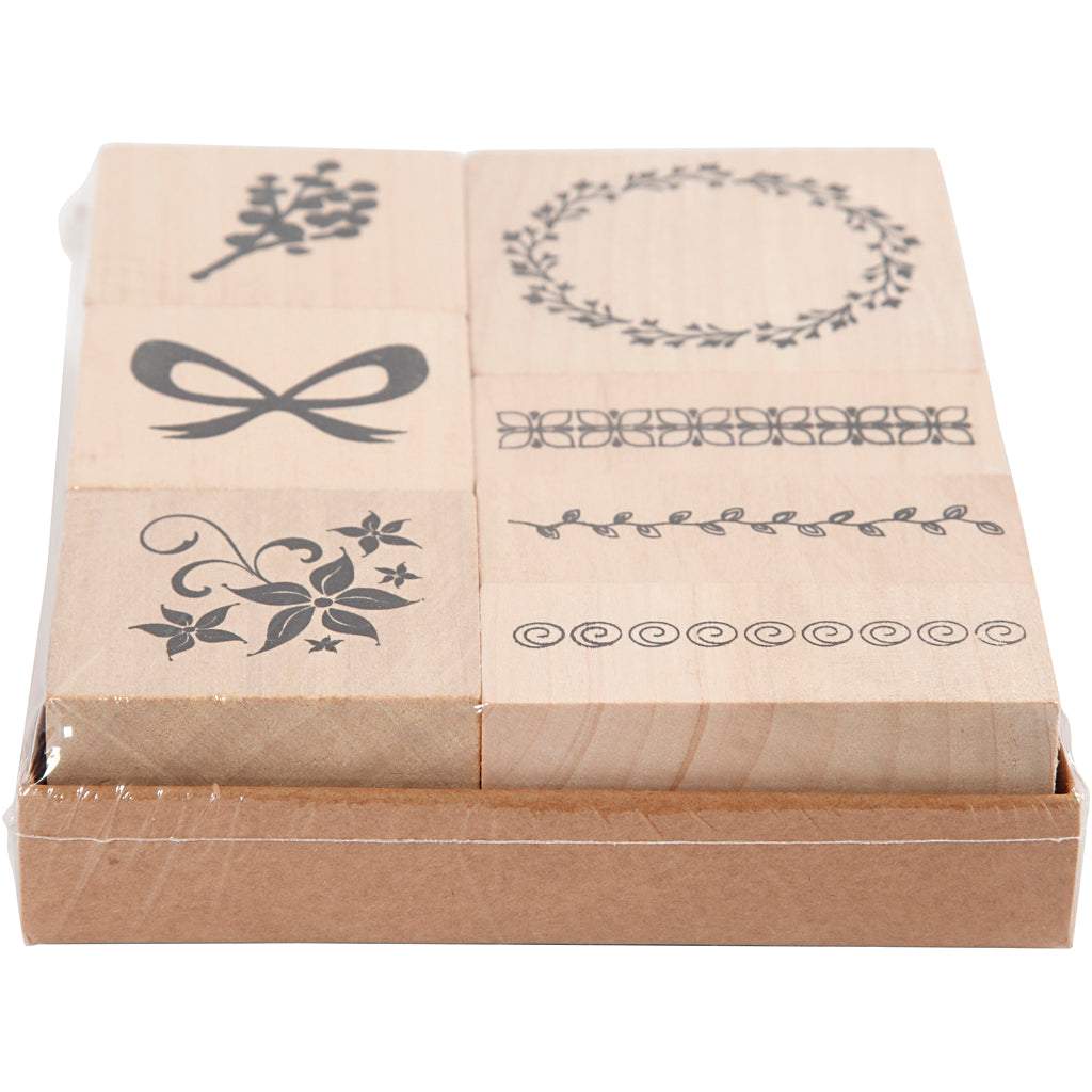Creativ Company Holzstempel Set Nature, 7dlg.