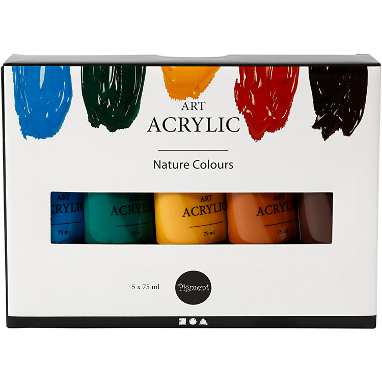 Creativ Company Pigment Art Acrylfarbe natürliche Farben, 5x75ml