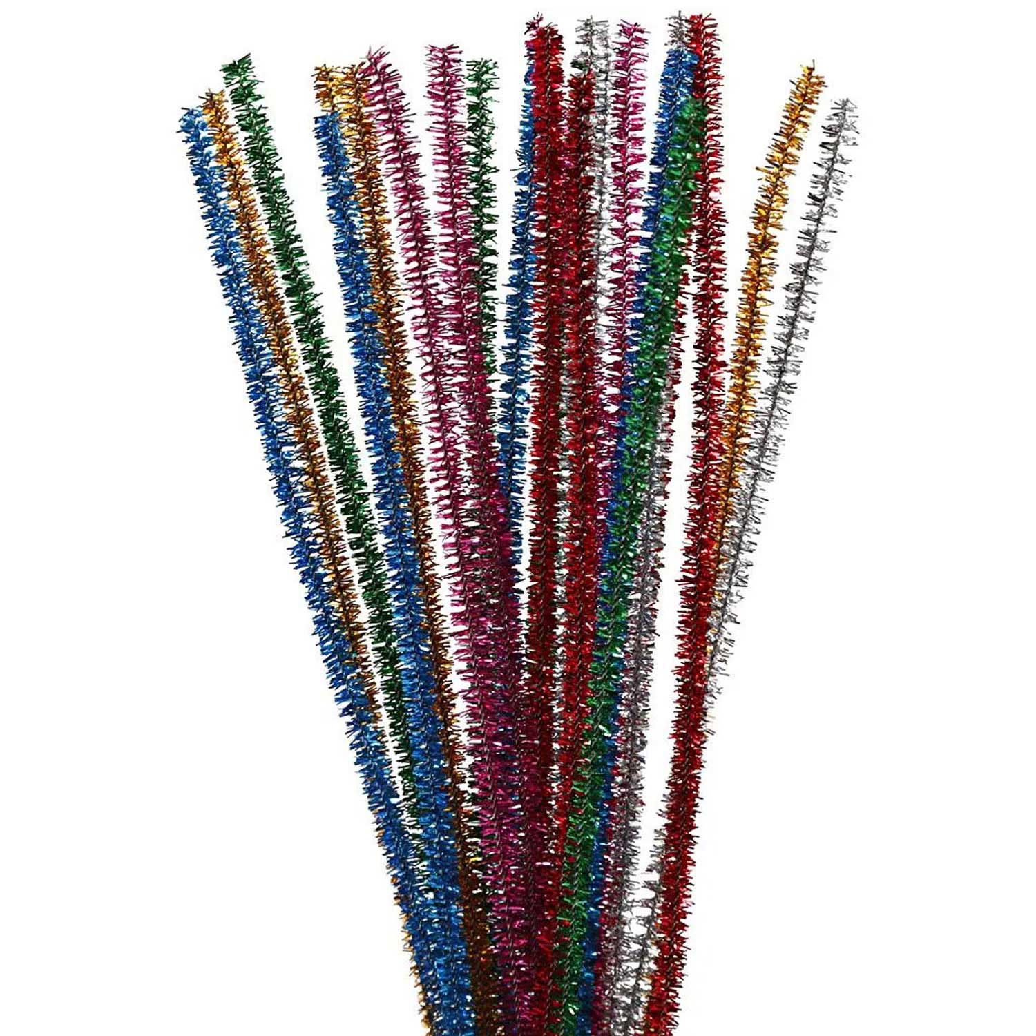 Chenille Wire Starke Farben Glitzer 30 cm, 24st.