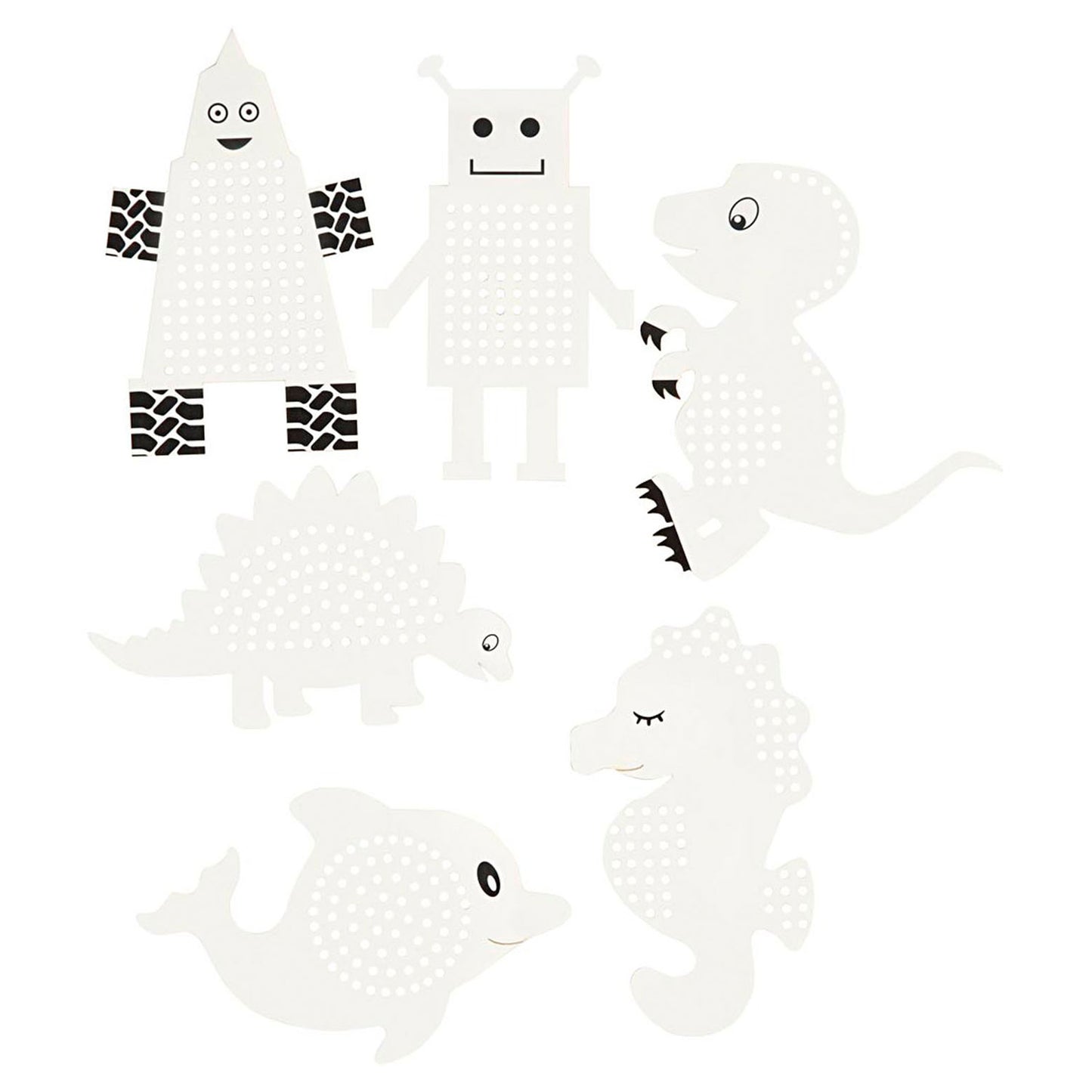 Stickereien Figuren Tiere und Roboter, 18dlg.