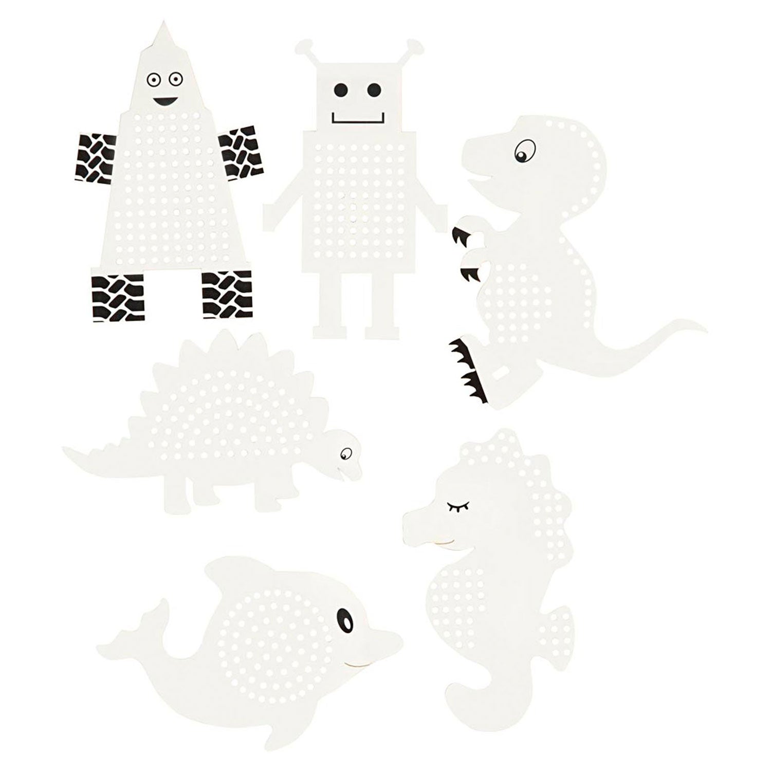 Stickereien Figuren Tiere und Roboter, 18dlg.