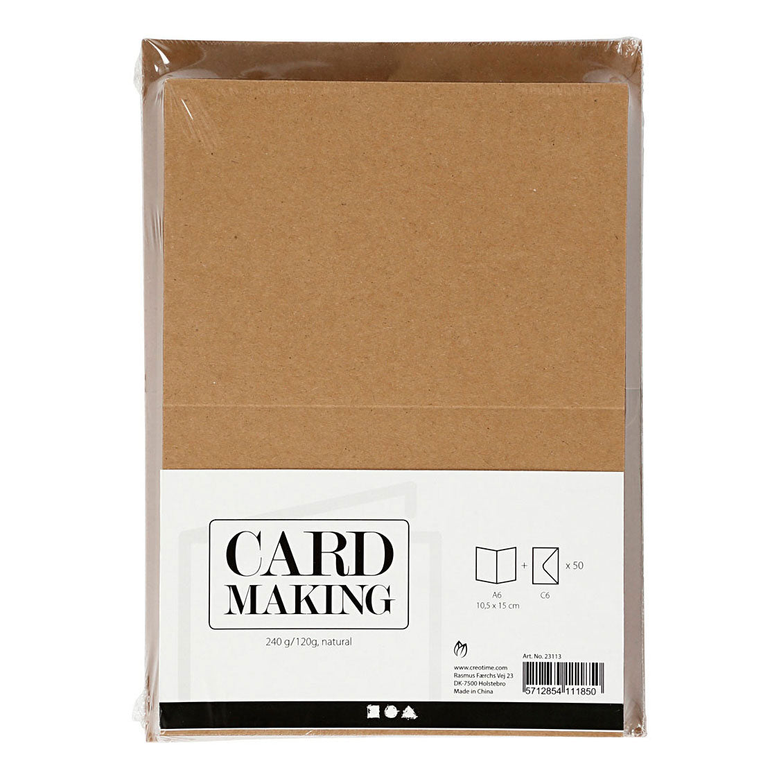 Kreativkarten und Umschläge naturel, 50 Sets