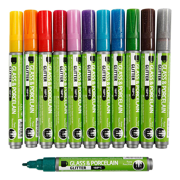 Creativ Company Glasen Porzellain States Color Glitter, 12st.