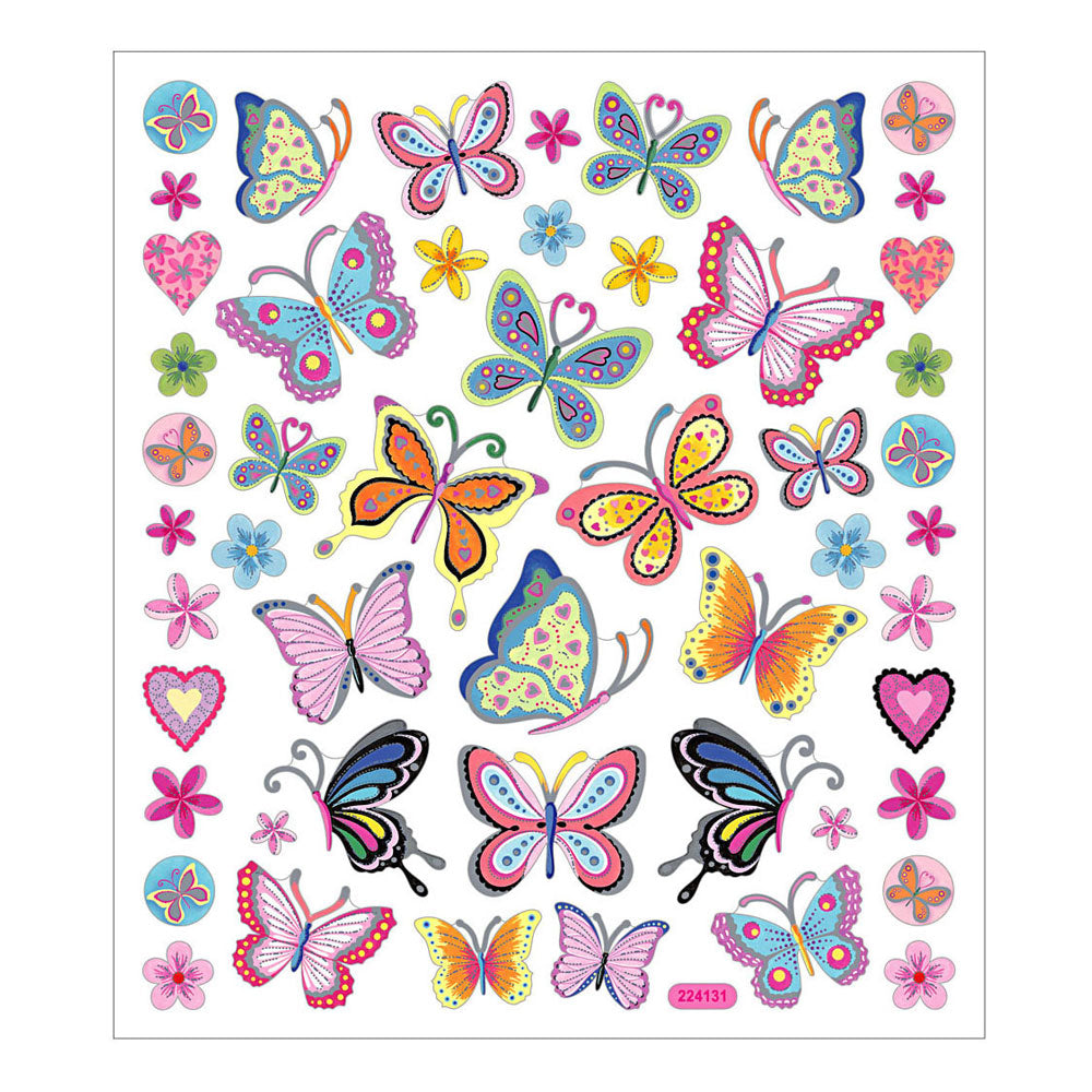 Creativ Company Aufkleber Blumen und Schmetterlinge, 1 Blatt