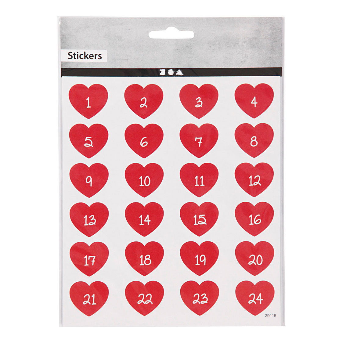 Creativ Company Stickers Heart mit Zahl, 1 Blatt