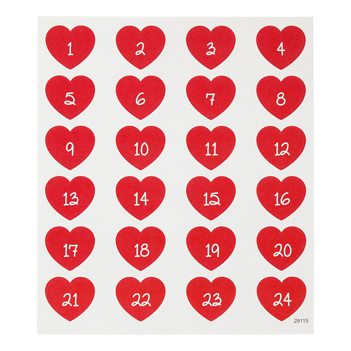 Creativ Company Stickers Heart mit Zahl, 1 Blatt