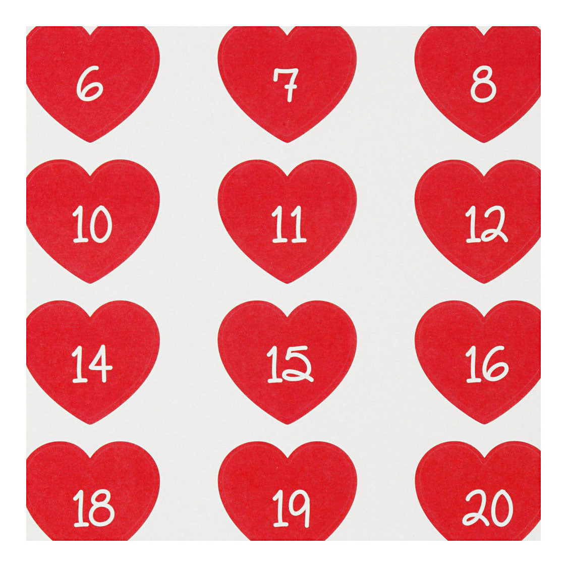 Creativ Company Stickers Heart mit Zahl, 1 Blatt