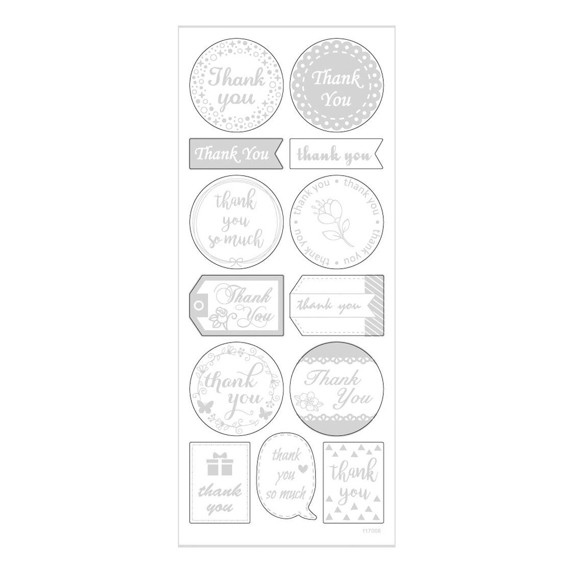 Creativ Company Sticker Silber danke, 1 Vel