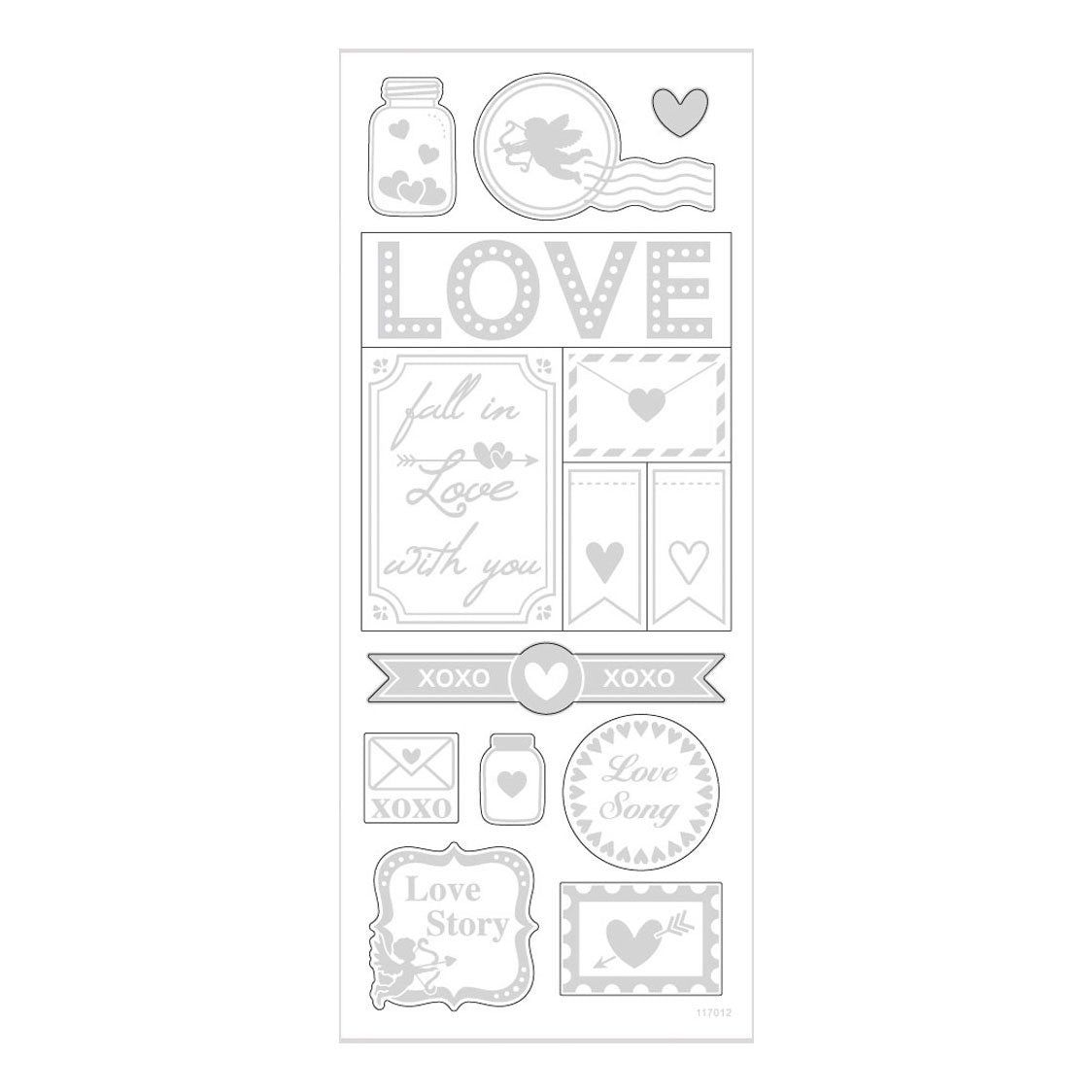 Creativ Company Sticker Silver Love, 1 Blatt