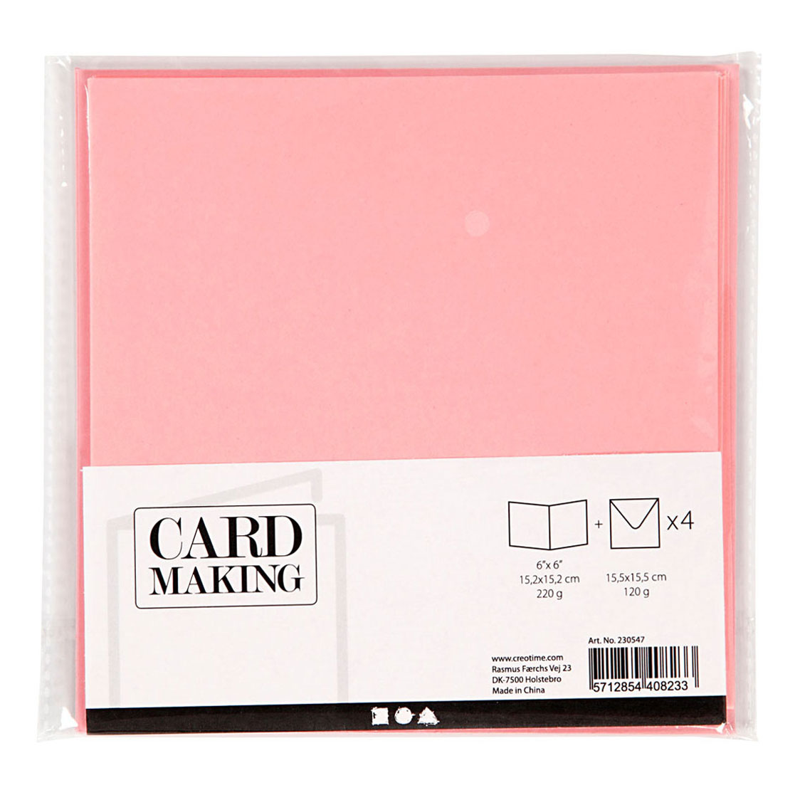 Creativ Company -Karten und Umschläge Pink, 4st.